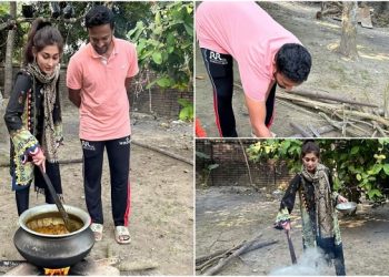 ফ্যামিলি নিয়ে বাড়িতে পিকনিক করছেন সাকিব